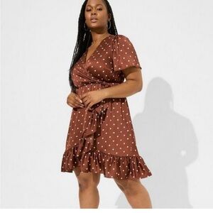 Torrid Brown Polka Dot Wrap Dress